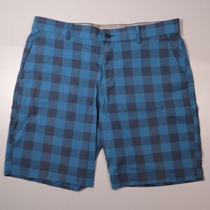 Nike Mens 38 Dri-Fit UV Blue Plaid Chino Golf Shorts DH1294 9" Inseam